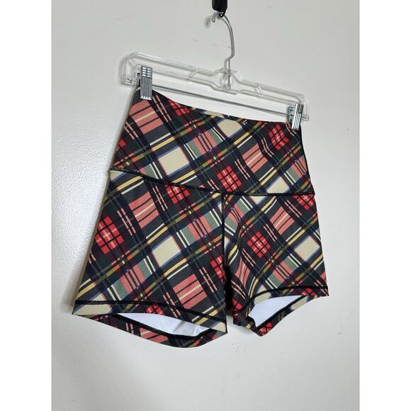 Born Primitive Size Medium Tartan Plaid Workout Shorts Mid Rise Holiday Xmas - Picture 2 of 5